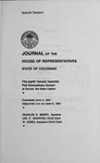 Journal of the House of Representatives State of Colorado: Fifty-eighth General Assembly First Extraordinary Session at Denver, the State Capitol