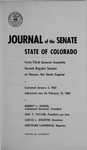 Journal of the Senate State of Colorado: Forty-Third General Assembly Second Regular Session at Denver, the State Captial