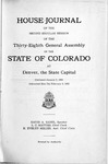 House Journal of the Second Regular Session of the Thirty-eighth General Assembly of the State of Colorado at Denver, the State Capital