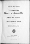 House Journal of the Twenty-second General Assembly of the State of Colorado: Extraordinary Session