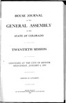 House Journal of the General Assembly of the State of Colorado: Twentieth Session. Convened at the City of Denver Wednesday, January 6, 1915