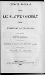 Council Journal of the Legislative Assembly of the Territory of Colorado: Sixth Session. Convened at Golden City, December 3D, 1866. by Colorado General Assembly