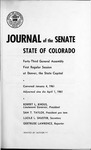 Journal of the Senate State of Colorado: Forty-third General Assembly First Regular Session at Denver, the State Capital