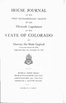 House Journal of the First Extraordinary Session of the Thirtieth Legislature of the State of Colorado at Denver, the State Capital: Convened October 30, 1935. Adjourned Sine Die, November 13, 1935