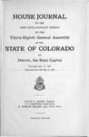 House Journal of the First Extraordinary Session of the Thirty-eighth General Assembly of the State of Colorado at Denver, the State Capital: Convened May 7, 1951. Adjourned Sine Die May 21, 1951.