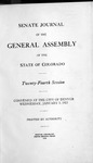 Senate Journal of the General Assembly of the State of Colorado: Twenty-fourth Session Convened at the City of Denver Wednesday, January 3, 1923