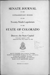 Senate Journal of the Extraordinary Session of the Twenty-ninth Legislature of the State of Colorado at Denver, the State Capital