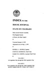 Index to the House Journal State of Colorado: Sixty-Second General Assembly First Regular Session at Denver, the State Capitol by Colorado General Assembly