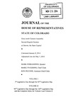 Journal of the House of Representatives State of Colorado: Sixty-ninth General Assembly Second Regular Session at Denver, the State Capitol