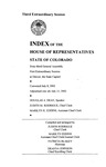 Index of the House of Representatives State of Colorado: Sixty-third General Assembly Third Extraordinary Session at Denver, the State Capitol by Colorado General Assembly