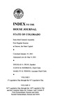 Index to the House Journal State of Colorado: Sixty-third General Assembly First Regular Session at Denver, the State Capitol by Colorado General Assembly