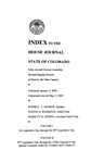 Index to the House Journal State of Colorado: Sixty-second General Assembly Second Regular Session at Denver, the State Capitol by Colorado General Assembly