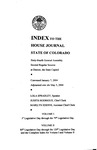 Index to the House Journal State of Colorado: Sixty-fourth General Assembly Second Regular Session at Denver, the State Capitol