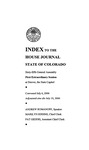 Index to the House Journal State of Colorado: Sixty-fifth General Assembly First Extraordinary Session at Denver, the State Capitol by Colorado General Assembly