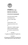 Index to the House Journal State of Colorado: Sixty-seventh General Assembly Second Regular Session at Denver, the State Capitol