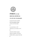 Index to the House Journal State of Colorado: Seventy-first General Assembly First Extraordinary Session at Denver, the State Capitol