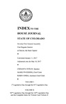 Index to the House Journal State of Colorado: Seventy-First General Assembly First Regular Session at Denver, the State Capitol