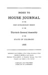 Index to House Journal: of the First Extraordinary Session of the Thirtieth General Assembly of the State of Colorado