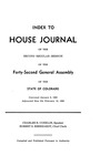 Index to House Journal: of the Second Regular Session of the Forty-Second General Assembly of the State of Colorado