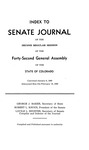 Index to Senate Journal: of the Second Regular Session of the Forty-Second General Assembly of the State of Colorado