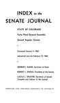 Index to the Senate Journal State of Colorado: Forty-Third General Assembly Second Regular Session