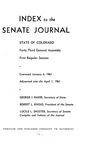 Index to the Senate Journal State of Colorado: Forty-Third General Assembly First Regular Session