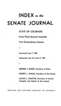 Index to the Senate Journal State of Colorado: Forty-Third General Assembly First Extraordinary Session