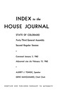 Index to the House Journal State of Colorado: Forty-Third General Assembly Second Regular Session by Colorado General Assembly