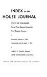 Index to the House Journal State of Colorado: Forty-Third General Assembly First Regular Session