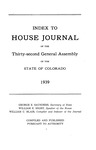 Index to House Journal: of the Thirty-second General Assembly of the State of Colorado