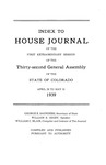 Index to House Journal: of the First Extraordinary Session of the Thirty-second General Assembly of the State of Colorado