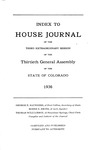 Index to House Journal: of the Third Extraordinary Session of the Thirtieth General Assembly of the State of Colorado