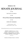 Index to Senate Journal: of the First Regular Session of the Forty-First General Assembly of the State of Colorado by Colorado General Assembly