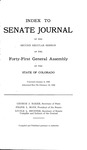 Index to Senate Journal: of the Second Regular Session of the Forty-First General Assembly of the State of Colorado