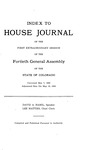 Index to House Journal: of the First Extraordinary Session of the Fortieth General Assembly of the State of Colorado by Colorado General Assembly