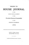 Index to House Journal: of the Second Regular Session of the Fortieth General Assembly of the State of Colorado