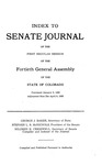 Index to Senate Journal: of the First Regular Session of the Fortieth General Assembly of the State of Colorado