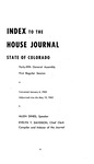 Index to the House Journal State of Colorado: Forty-fifth General Assembly First Regular Session