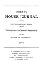 Index to House Journal: of the First Extraordinary Session of the Thirty-fourth General Assembly of the State of Colorado