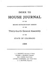 Index to House Journal: of the Second Extraordinary Session of the Thirty-fourth General Assembly of the State of Colorado