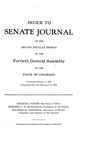 Index to Senate Journal: of the Second Regular Session of the Fortieth General Assembly of the State of Colorado by Colorado General Assembly