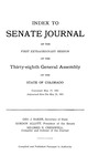 Index to Senate Journal: of the First Extraordinary Session of the Thirty-eighth General Assembly of the State of Colorado