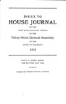 Index to House Journal: of the First Extraordinary Session of the Thirty-Ninth General Assembly of the State of Colorado