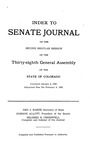 Index to Senate Journal: of the Second Regular Session of the Thirty-eighth General Assembly of the State of Colorado