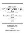 Index to House Journal: of the Second Regular Session of the Thirty-Ninth General Assembly of the State of Colorado