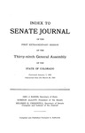 Index to Senate Journal: of the First Extraordinary Session of the Thirty-ninth General Assembly of the State of Colorado by Colorado General Assembly