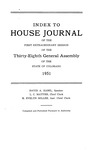 Index to House Journal: of the First Extraordinary Session of the Thirty-Eighth General Assembly of the State of Colorado