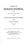 Index to Senate Journal: of the First Extraordinary Session of the Thirty-seventh General Assembly of the State of Colorado