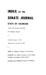 Index to the Senate Journal State of Colorado: Forty-sixth General Assembly First Regular Session