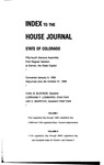 Index to the House Journal State of Colorado: Fifty-fourth General Assembly First Regular Session at Denver, the State Capitol